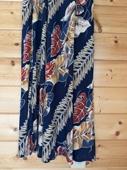 Hilo Hattie M Maxi Dress Sleeveless Hawaiian Tropical Floral Leaf Navy Blue