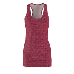 Red Floral Mandala Pattern Racerback Dress | All-Over Print