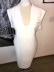 ROUGE COLLECTION CHIC WHITE FITTED BODYCON BONE WHITE DRESS 4X (RUNS SMALLER)