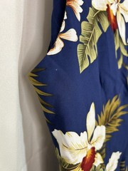 VTG Womens Two Palms Hawaiian Tropical Floral Navy Dress Sarong Side Wrap Size M