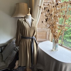 Masscob gold lichen raw silk Dress Size Medium NWOT