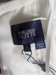 NWT Marchesa Notte Mikado Strapless Floral Sash Cocktail Dress Sz 8 Ivory #1A601
