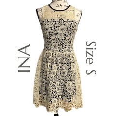INA – Sleeveless Lace Overlay Dress – Black Lined – Size Small