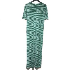 DRIES VAN NOTEN Len Lye Stripe Pattern Long Dress Green Size Small Women USED