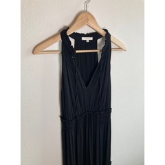 Z Supply Maxi Dress Womens Size S Black V-Neck Ruffle Tiered Smocked Boho Chic