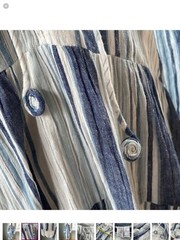 Hemant & Nandita Cotton Blue Striped Blousen Sleeved Midi Dress EUC SIZE SMALL