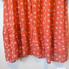 Samsoe Orange Elma Bellis Creta Midi Dress Womens XL Pleated Modest Long Sleeve