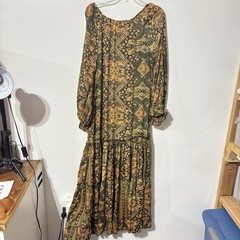 Karma Highway Peasant Maxi Dress Small Multicolor Paisley Bohemian Style