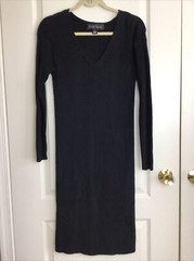 Linda Allard Ellen Tracy black V-neck sweater dress P/S