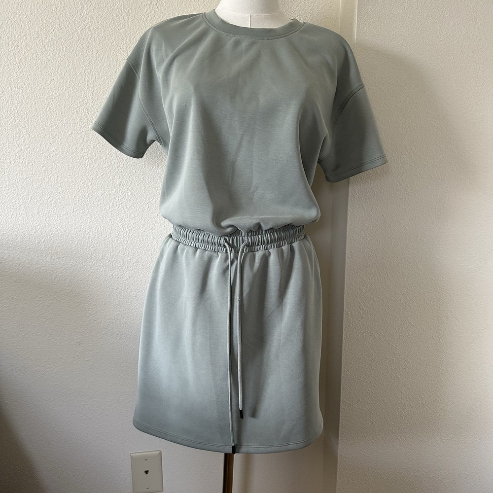 Recreation Thread and Supply T Shirt Dress Dusty Jade Smocked Waist S Hiking