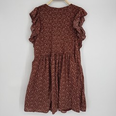 Madewell Pintuck Mini Dress Size XL Red Florentine Floral Ruffle Cottagecore