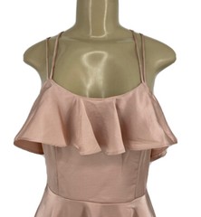 Minuet Small Fit Flare Women Dress Mini Ruffle Neck Strappy Back Adult #8
