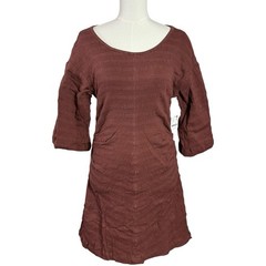 Free People Retro 70s Beachy Marigold Mini Dress in Cinnamon Brown Small NWT