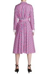 MAJE Pink Purple White Stripe Cocktail Midi Button-Down Shirt-Dress 3 = M 8/10
