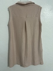 Evaless Women Beige Sleeveess Midi Dress With Pockets Size 2X #94 NWT