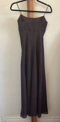 Michaelangelo Slip Dress Brown Satin Sweetheart Strappy Long Zip Dry Clean 2