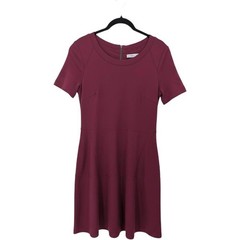 Athleta Dress Women Large Maroon Purple Short Sleeve Fit and Flare Ponte Knit