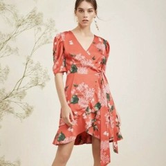 Keepsake The Label Size M This Moment Wrap Dress Ruffle Floral Cocktail