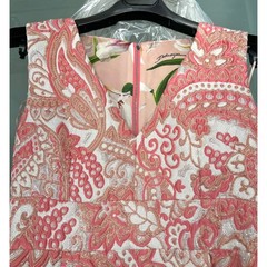 NWT Dolce & Gabbana Pink Floral Jacquard Pleated Sheath Mini Dress IT 40 S