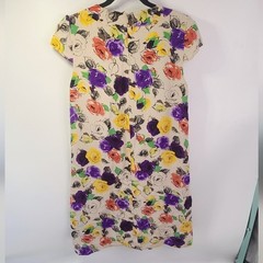 Kate spade 100% silk cream, green, red, yellow baby doll dress size M medium