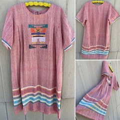 Vintage Peasant Dress Mexican Aztec Guatemala Latin South America Boho Hippie