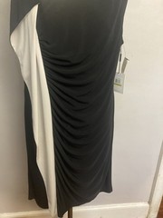 Calvin Klein Black dress Ruching Ruffle 14 NWT