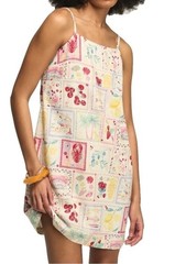 Lucky Brand S Small Run Big Linen Conversational Print Mini Slip Mini Dress