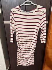 Olivia Blu Striped Ruched Bodycon Dress with Shoulder Zippers Size S