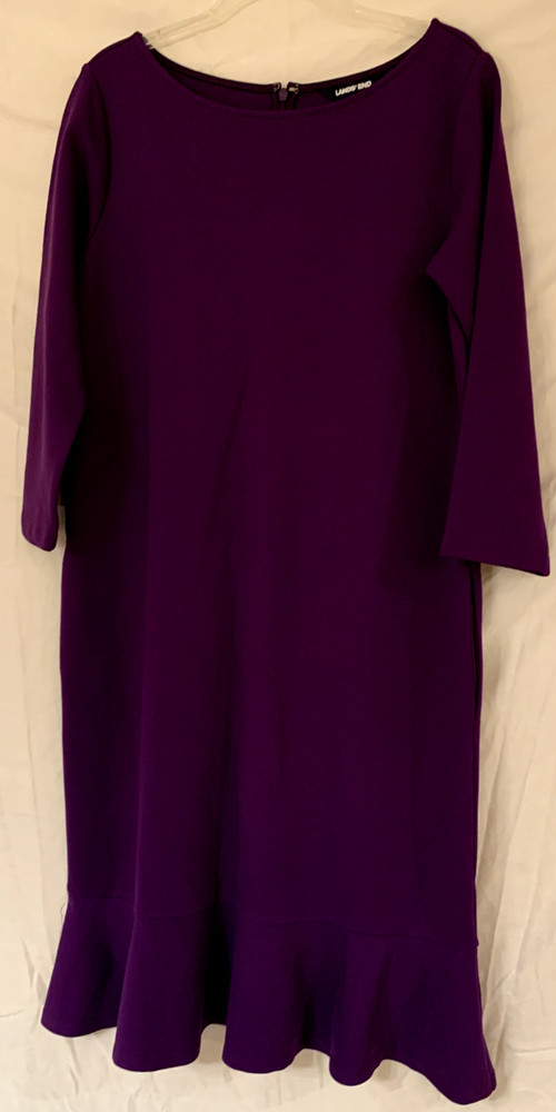 Lands End Purple Dress 3/4 Sleeve Womens Size 8 Tall