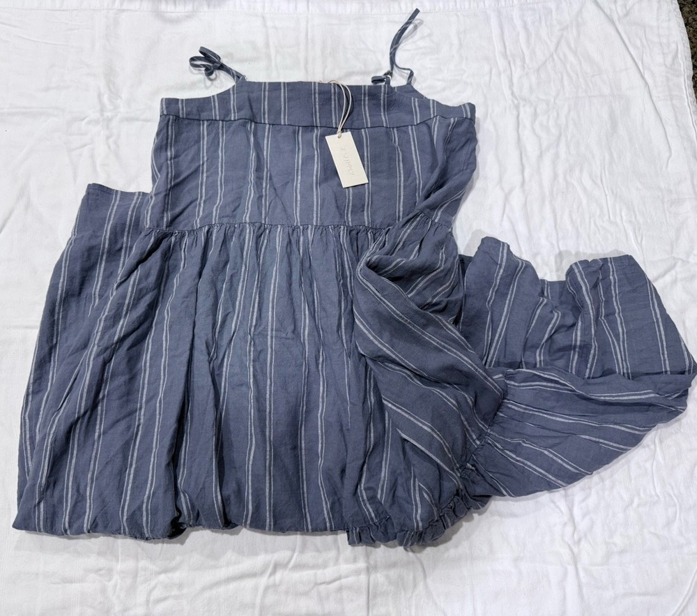 Z Supply Womens Maxi Blue Summer Dress Tiered Strappy Size M Blue New Buttons