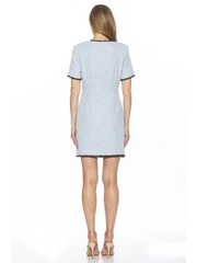 ALEXIA ADMOR Halogen Blue Sparkle Tweed Pearl Mini Dress NWT Size 10