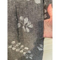 Habitat Size M Live Black Linen Blend Branch Print Bell Sleeve Tunic Dress