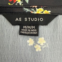 American Eagle AE Studio Floral Patchwork Midi Slip Dress Black Womens M