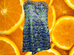 Partytime Green, Blue and Silver Sequin Strapless Dress Size 8