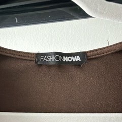 Fashion Nova Brown V-Neck Long Sleeve Twist Front Bodycon Mini Dress Size S/M