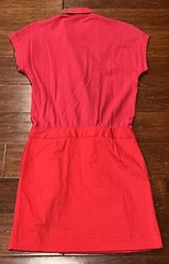 Lacoste Red Women&rsquo;s 4 Belted Logo Cowl Neck Tennis Polo Shirt Dress Skirt