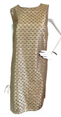 Erin Fetherston 60s Mod Evening Shift Dress 4 Metallic Gold Sleeveless HiLow NWT