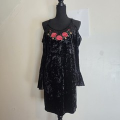 Disney COCO Cold Shoulder Dress Large Velvet Floral Embroidered Boho Whimsigoth