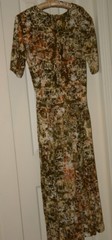Passports Pier 1 Imports Dress~Vintage~BATIK~FISH~BUTTONS~BROWN/IVORY EUC FREE H