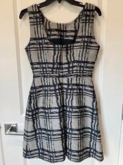 REISS Dress – Peron Check Fit and Flare in US 6 (in dry clean garment bag)