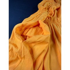 Nine West Womens One Shoulder Smocked Midi Dress Orange Pockets Large