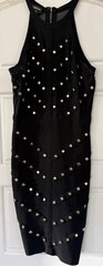 bebe Black Bodycon Halter Neck Mesh Sheer Top Studded Bodycon Dress XS/S