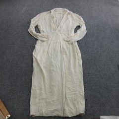 Anthropologie Dress Womens 6 White Linen Maxi Wrap Collared Long Sleeve