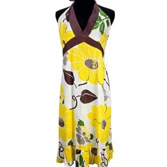 Women&rsquo;s Jessica Taylor Y2K 3X Halter Dress Sunflower Cotton Boho Sundress NWT
