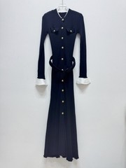 Self Portrait Knitted long-sleeved round-neck fishtail Dresses