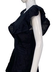 Isabel Marant Etoile Women&rsquo;s Audrey Linen Black Ruffled Short Mini Dress S 36
