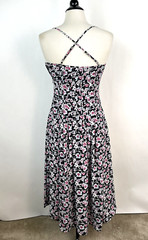 NWT Banana Republic Floral Pintuck Midi Slip Dress Size 0 Pink Navy V-neck Lined