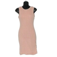 Guess Lined Knitted Bodycon Midi Knee Length Scoop Neck Peachy Pink Dress Size S