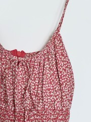 Floral Milkmaid Midi Dress Emory Park 90s Y2K Style Spaghetti Strap Red Small XS