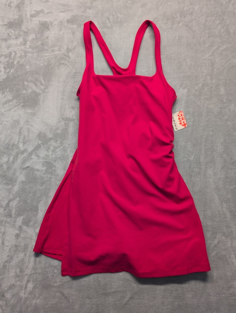 Free People Movement NEW Never Better Dress Women Size M Red Berry Racerback